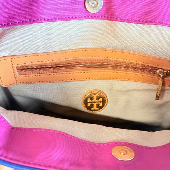 Tory Burch Jaden Tote Purple leather, navy base Dipped Color Block - Picture 5 of 7